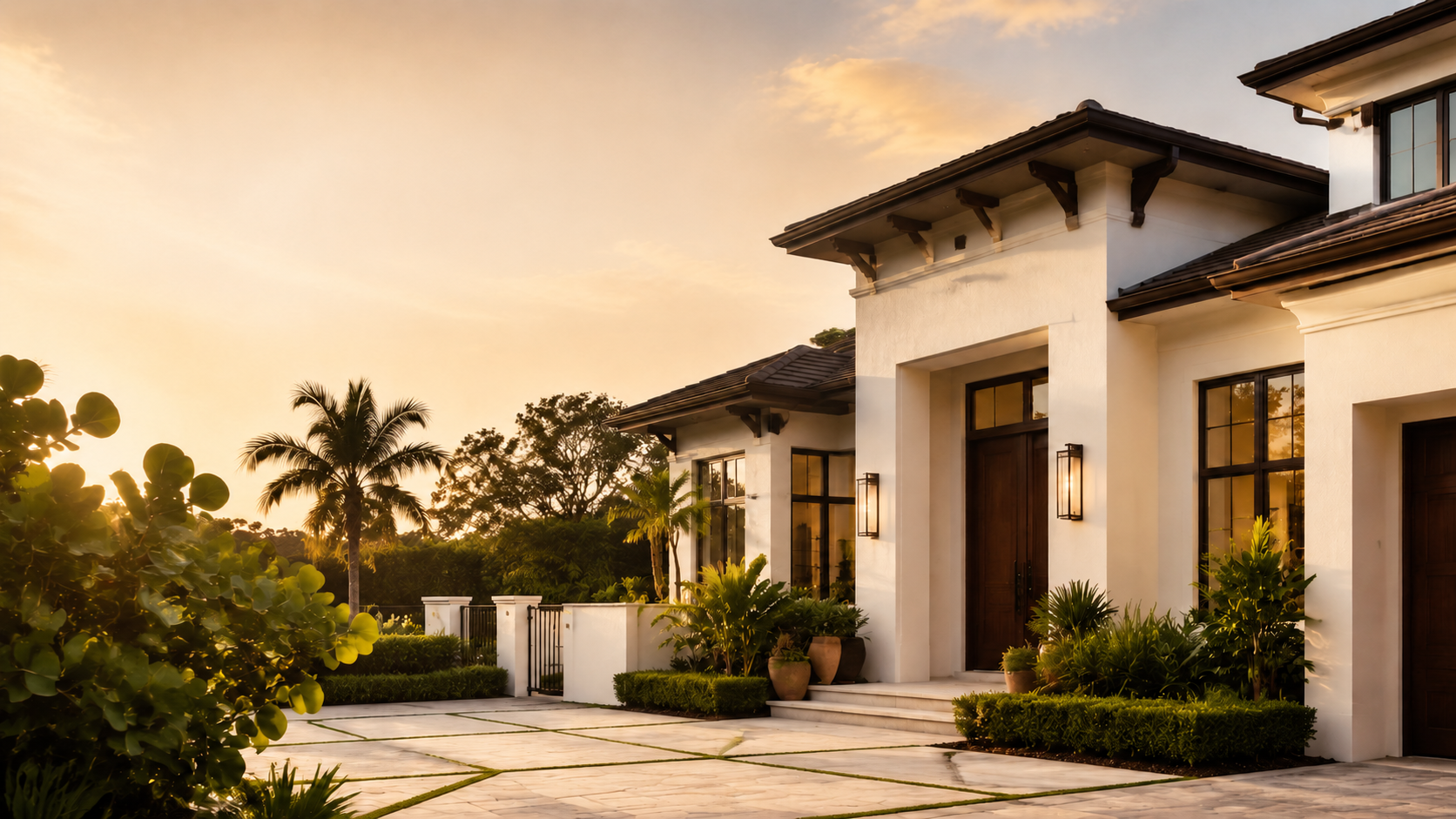 Elegant coastal Florida home at sunset